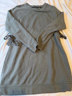 Athleta Olive Green Side-Tie Sweatshirt Dress